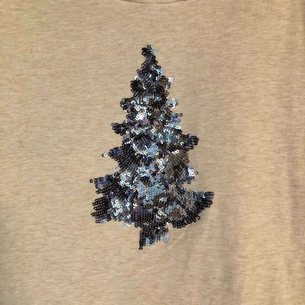 Christopher & Banks Sequin Embellished Top Shirt Size XL Christmas Bling Tree - Picture 4 of 7